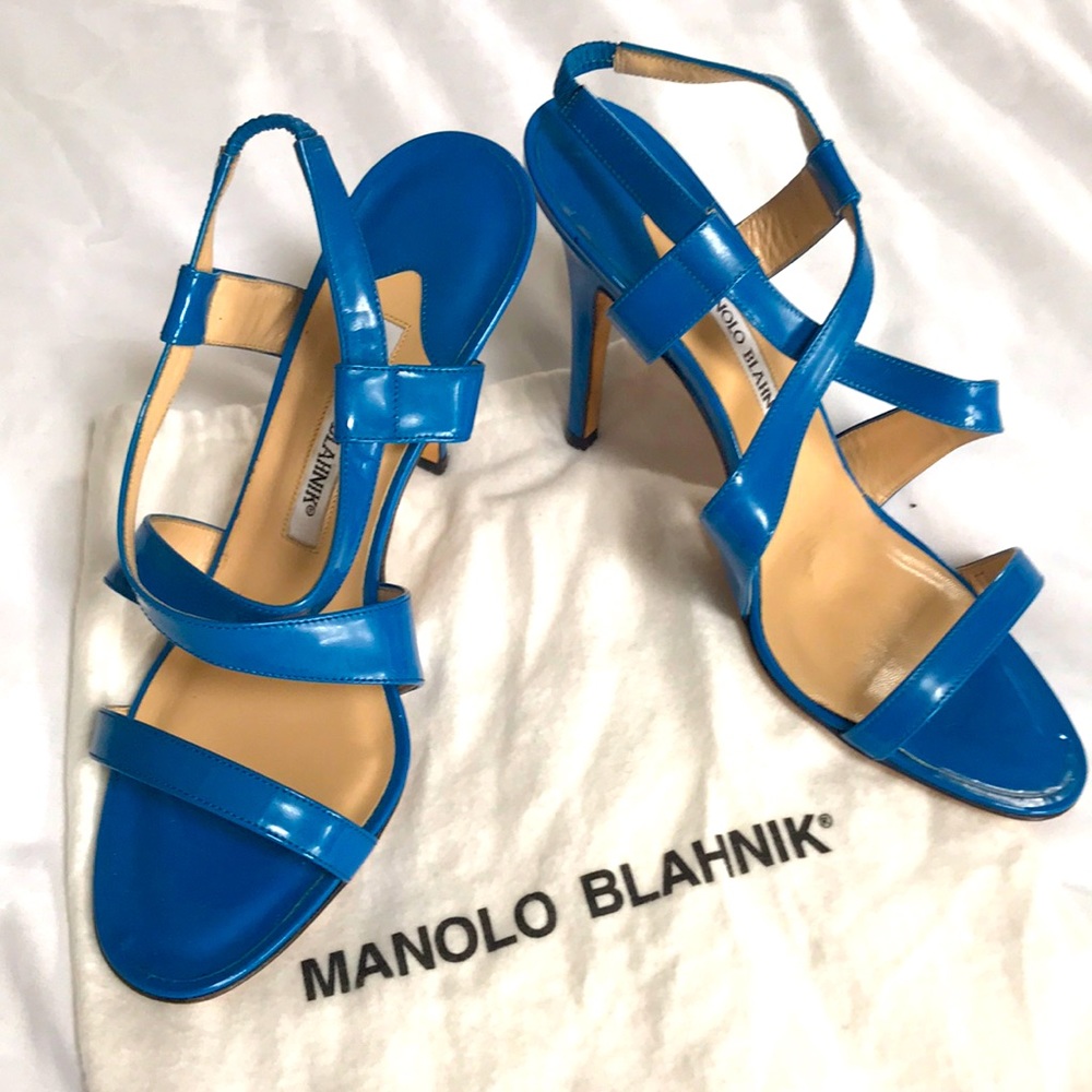 Manolo Blahnik Stappy Blue Heels